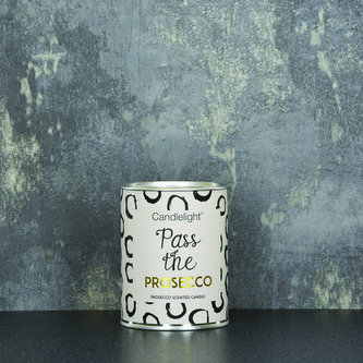 Svíčka Prosecco v plechovce větší 7x7x9cm