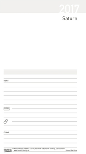 Taschenkalender Saturn Leporello Einlage 2017