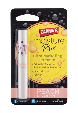 Carmex Moisture Plus Balzám na rty 2 g Peach SPF15 pro ženy