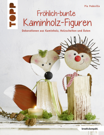 Fröhlich-bunte Kaminholz-Figuren