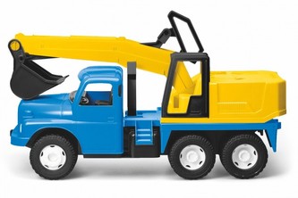 Auto Tatra 148 plast 72cm  Bagr na písek v krabici - modrožlutý