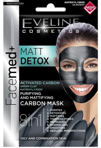 Eveline Facemed+ Matt Detox Purifying And Mattifying Carbon Mask 2x5ml