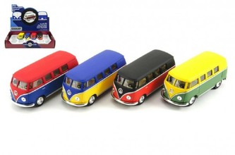 Autobus Kinsmart VW Classical kov 13cm na zpětné natažení asst 4 barvy 12ks v boxu