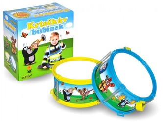 Krtek/Krtečkův bubínek plast 16cm + 2 paličky asst 2 barvy v krabičce