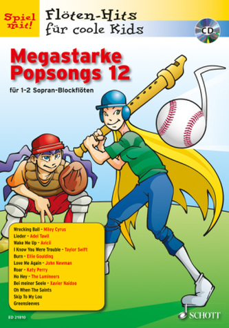 Megastarke Popsongs, 1-2 Sopran-Blockflöten, m. Audio-CD. Bd.12