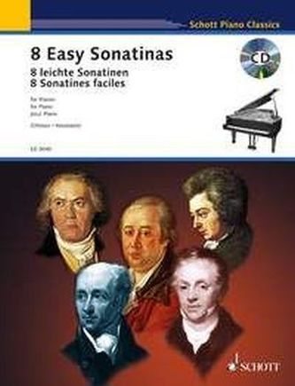 8 easy Sonatinas / 8 leichte Sonatinen, für Klavier, m. Audio-CD