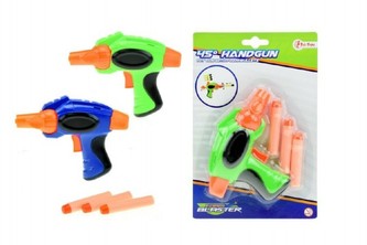 Pistole na pěnové náboje plast 13cm asst 2 barvy na kartě