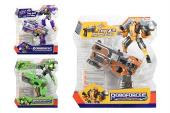Transformer robot/pistole na pěnové náboje plast 18cm asst 3 barvy na kartě