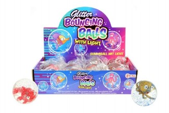 Hopík ryba/chobotnice svítící 6,5cm na baterie 3 druhy v boxu - 1 kus