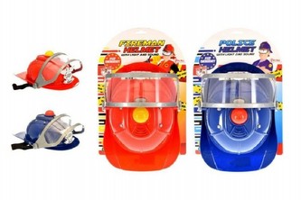 Helma přilba hasiči/policie 26x18cm na baterie se zvukem se světlem asst 2 barvy na kartě