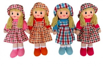 Panenka hadrová plyš v klobouku 40cm 4 druhy, 1 kus