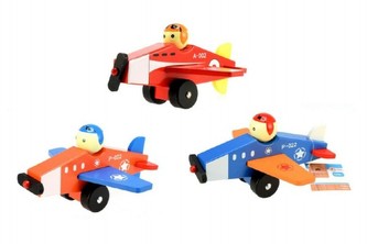 Letadlo dřevo 18cm asst 3 barvy 12m+