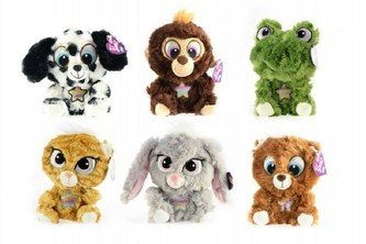 Zvířátko velké oči plyš 18cm asst