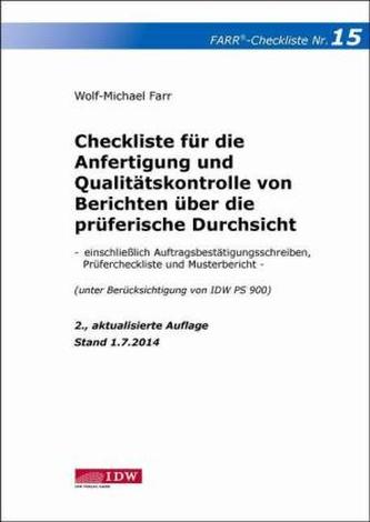 Checkliste für die Anfertigung und Qualitätskontrolle von Berichten über die prüferische Durchsicht