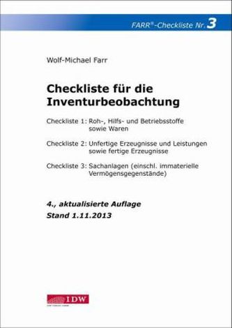 Checkliste für die Inventurbeobachtung, 3 Tle.