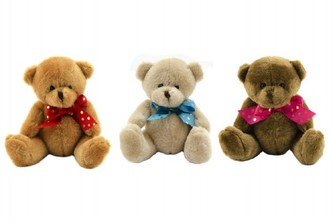 Medvídek s mašlí plyš 14cm, 3 barvy - 1 kus