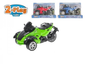 Tříkolka skútr 15cm kov/plast zpětný chod na baterie se světlem a zvukem asst 3 barvy v krabičce