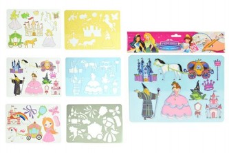 Kreslící šablony pricezny plast 27x19cm, 3 druhy, v sáčku - 1 kus