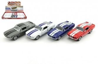 Auto Kinsmart Shelby GT-500 kov/plast 13cm na zpětné natažení 4 barvy 12ks v boxu