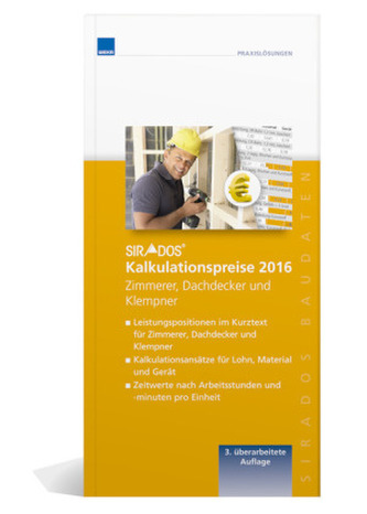 sirAdos Kalkulationpreise 2016 Zimmerer/Dachdecker und Klempner