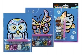 Flitrový obrázek A5 asst 3 druhy na kartě 14x22cm 18ks v boxu