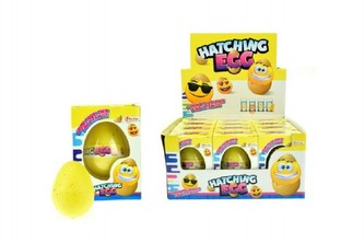 Vejce líhnoucí rostoucí smajlík plast 6cm asst 3 druhy v krabičce 7x10x5cm 12ks v boxu
