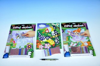 Zářivý obrázek mozaika 3D se samolepkami a kamínky 23x32cm, 3 druhy - 1 kus