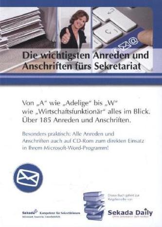 Die wichtigsten Anreden & Anschriften fürs Sekretariat, m. CD-ROM