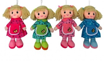 Panenka hadrová plyš 30cm asst 4 barvy v sáčku 0+