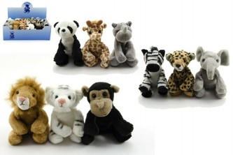 Zvířátka safari ZOO plyš 12cm asst 9 druhů 18ks v boxu