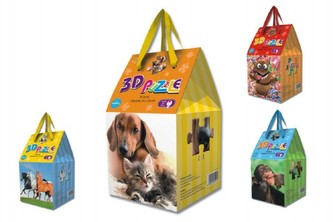 Puzzle 3D pěna 4 druhy (36 dílků v krabičce) 10x17cm 3+