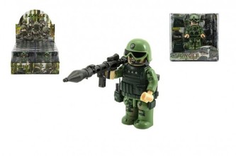 Figurka \"voják v džungli\" s doplňky plast 9cm asst mix druhů v krabičce 12x12x4cm 12ks v boxu