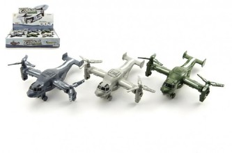 Letadlo plast 13cm na setrvačník, 3 barvy - 1 kus