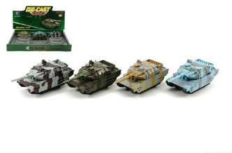 Tank kov/plast 9cm , 4 barvy - 1 kus