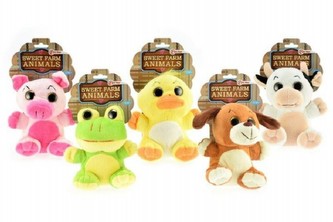 Zvíře plyš velké oči 18cm 5 druhů na kartě