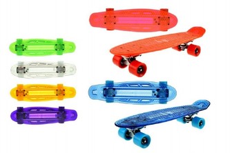 Skateboard pennyboard se světlem 55cm nosnost 50kg asst 6 barev