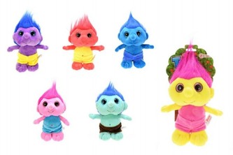 Troll barevný plyš 20cm asst 6 barev na kartě