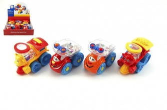 Auto/vlak plast veselé s kuličkami 10cm 2 druhy volný chod - 1 kus