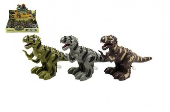 Dinosaurus chodící na klíček plast 12cm 3 barvy 12ks v boxu - 1kus