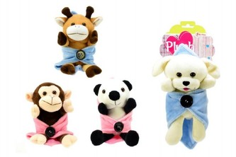 Zvířátko s dekou 28cm plyš asst 4 druhy na kartě