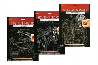 ArtLover Sada Škrabací obrázek - stříbrný 20,3 x 25,4 cm/mix 3 motivů