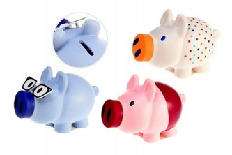 Pokladnička prasátko plast 20cm asst 3 druhy v sáčku