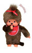 Monchhichi 20cm - holka s červeným bryndáčkem (Mončiči)
