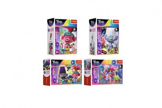 Minipuzzle miniMaxi 20 dílků V hudebním světě Trollů 4 druhy v krabičce 11x8x4cm