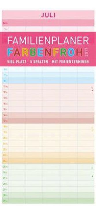 Familienplaner Farbenfroh 2017