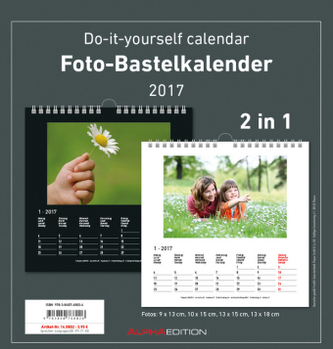 Foto-Bastelkalender 2 in 1, 2017 - schwarz / weiß (22 x 21 cm)