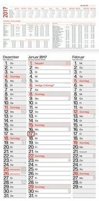 3-Monats-Streifenplaner 2017