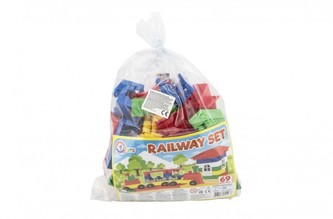 Stavebnice vlak s vagónky plast 69ks v sáčku 28x27x13cm