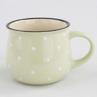 Velký keramický hrnek s puntíky - světle zelený 770 ml