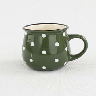 Malý keramický hrnek s puntíky - zelený 230 ml